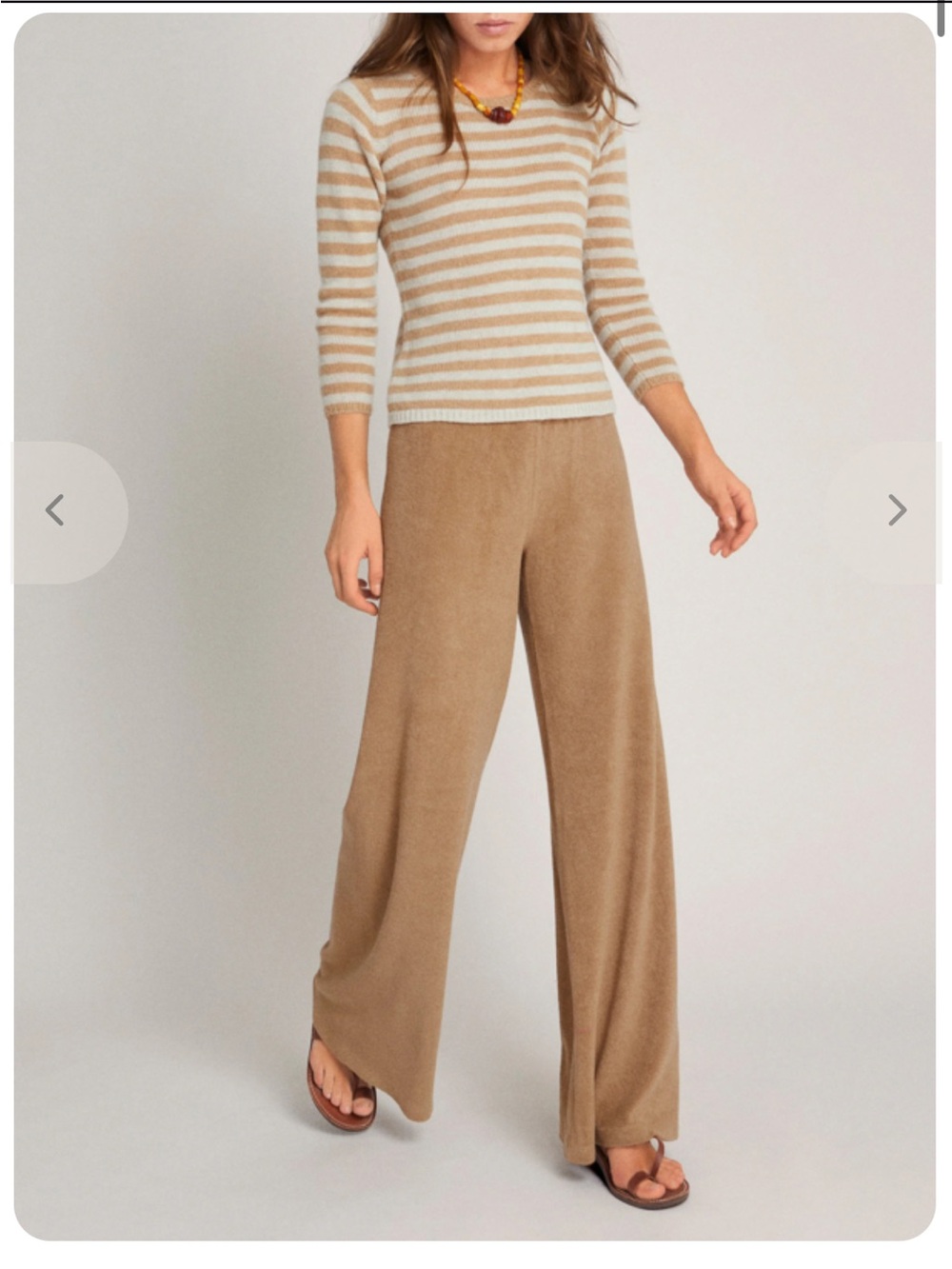 NEW SUZIE KONDI zephyra flare terry pants in pecan size small - Picture 3 of 10